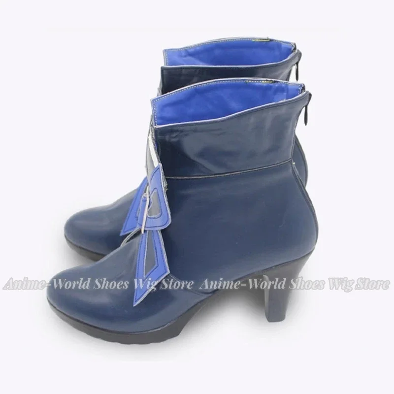Genshin impacto focalors jogo cosplay sapatos botas azuis botas de festa halloween carnaval uniformes feminino terno adereços feitos sob encomenda