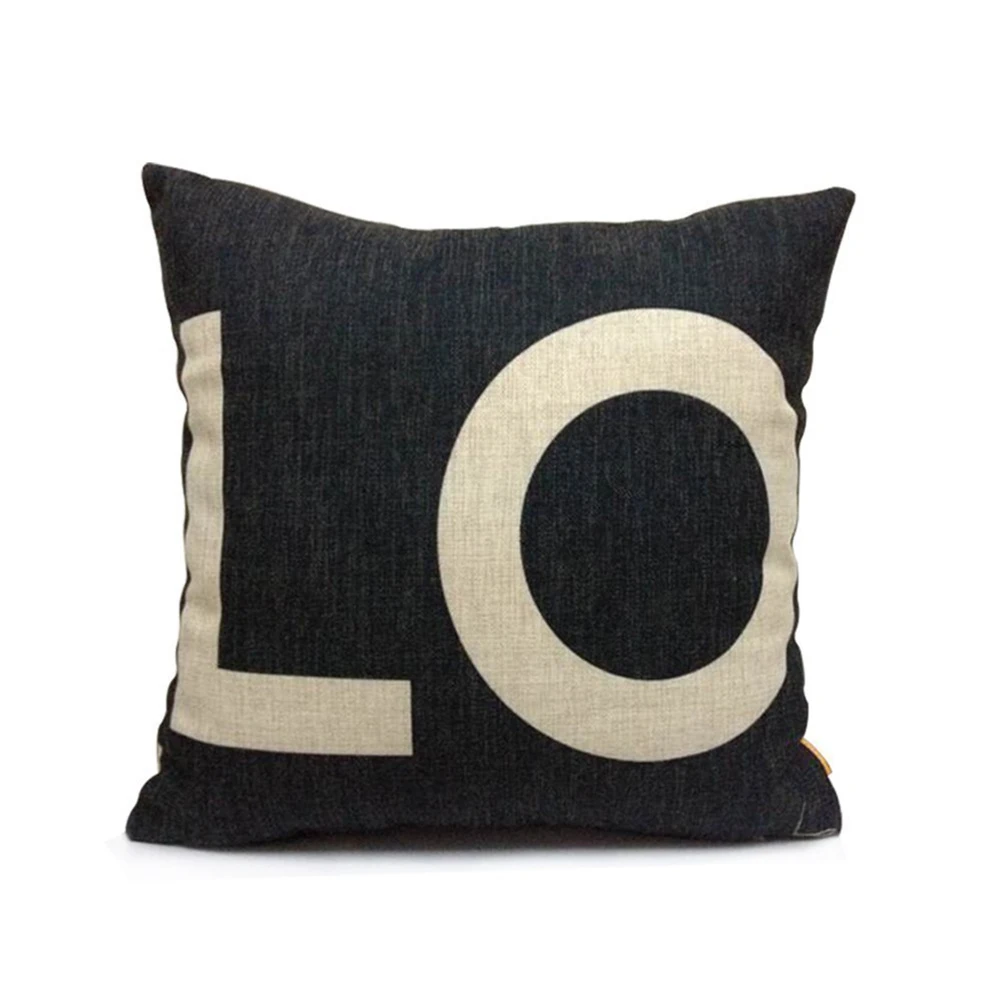 

2Pcs Square Throw Pillow Case Covers Cotton Linen 43x43cm Love Letters Design for Sofa Bed Car Cushion Throw Pillow Case