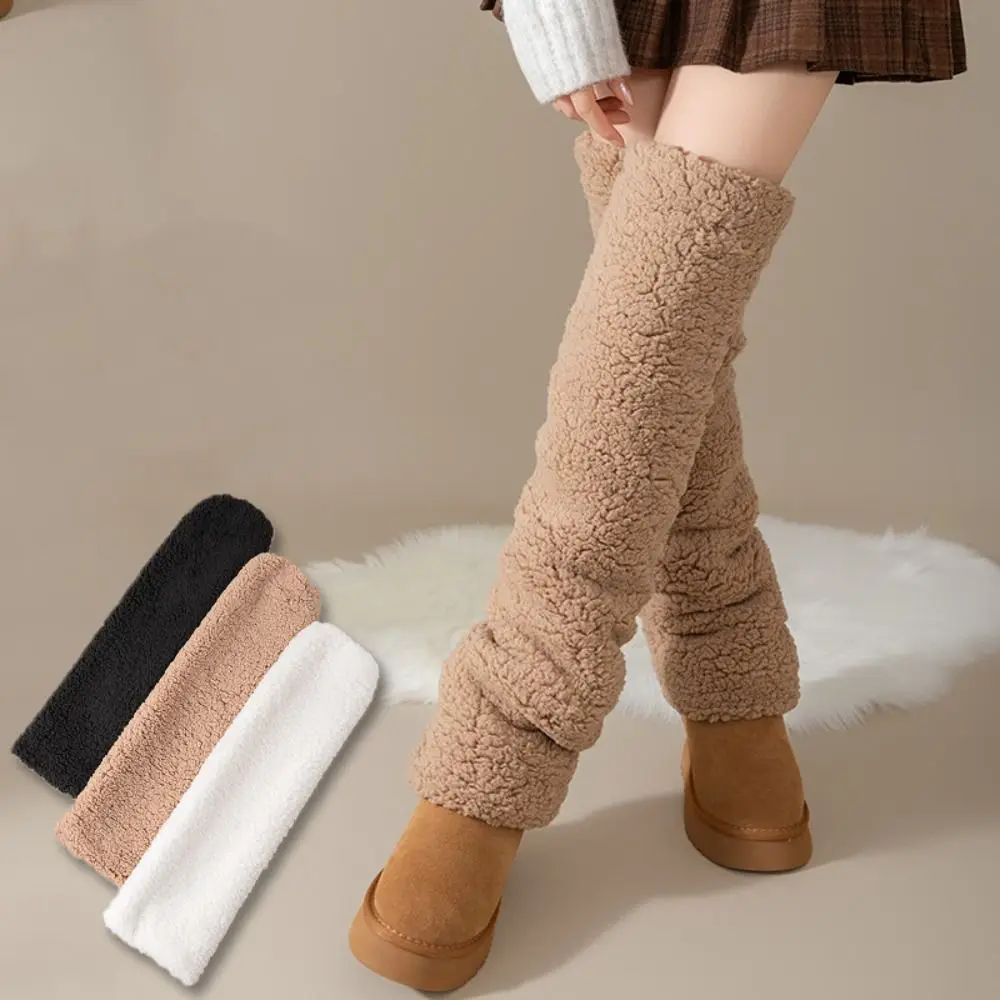 

Cute Thicken Warm Winter Foot Cover Simple Hosiery Floor Stockings Long Tube Sock Leg Warmers Coral Fleece Stockings Girl