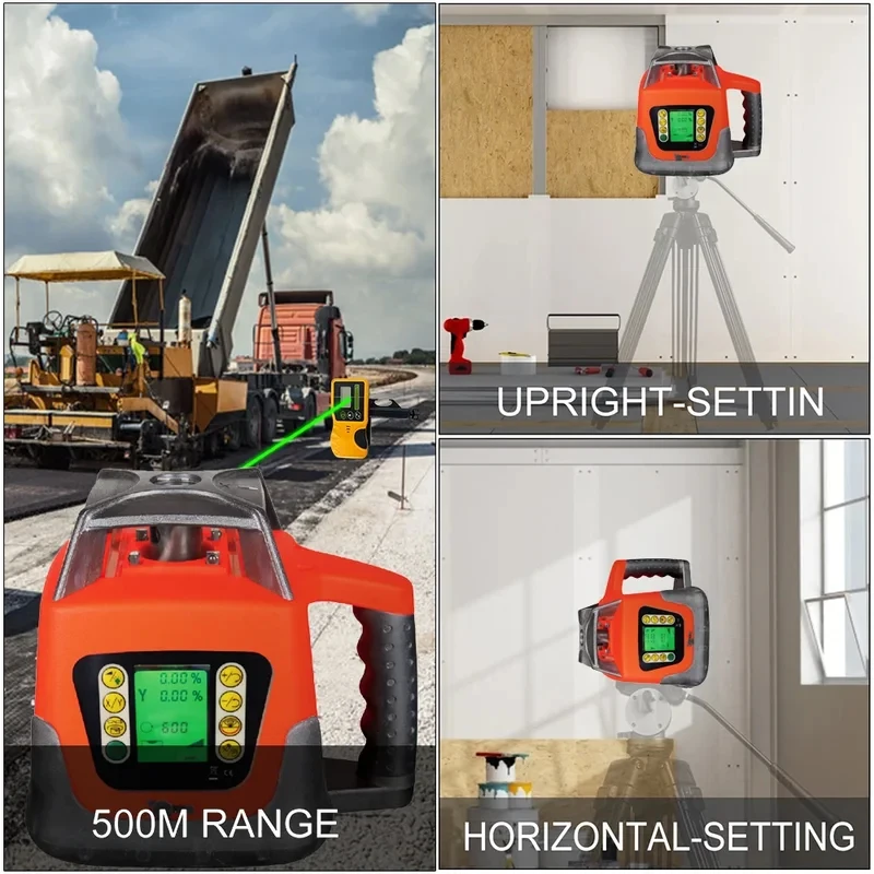 

(Sea shipping) Heipoe 203G Surveying instruments Green beam Self-leveling LCD screen Rotary level with Remote Control & Receiver
