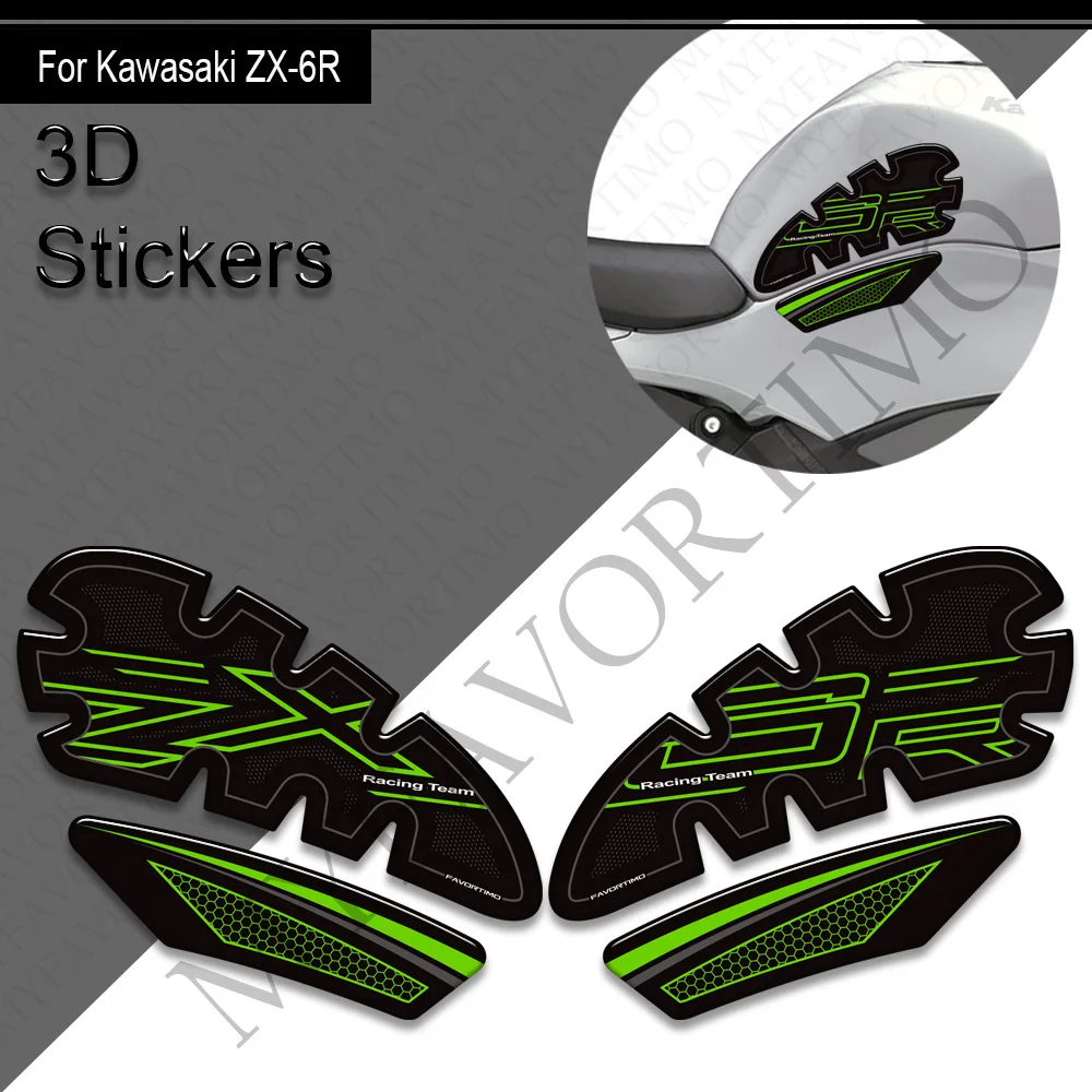 

For kawasaki Ninja ZX-6R ZX6R ZX - 6R Tank Pad Side Grips Gas Fuel Oil Kit Knee Stickers Decals 2020 2021 2022 2023 2024 2025
