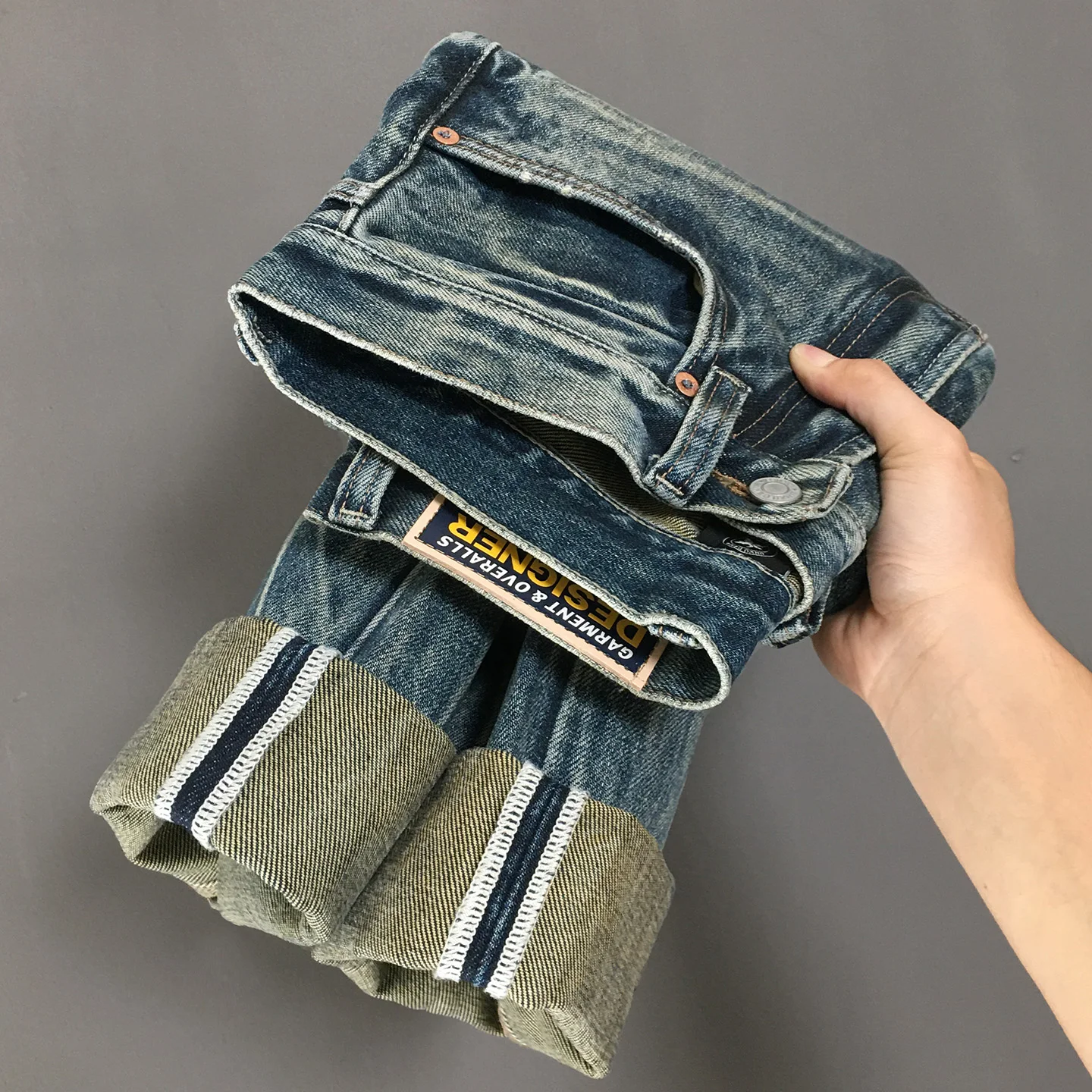 

Мужские рваные джинсы из 100% хлопка, осень/зима, высококачественные американские винтажные свободные прямые брюки