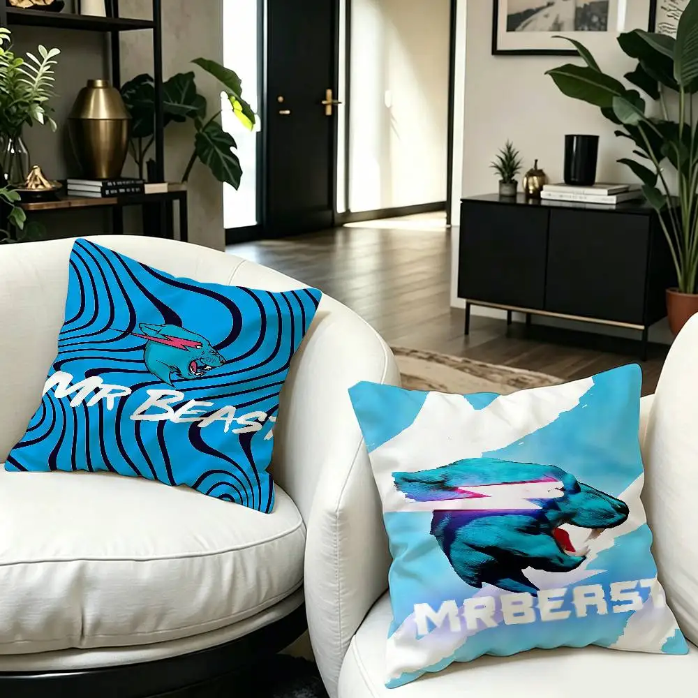 Hot M-Mr Beast Pillowcase toon Gift Cushion Cover Bedroom Home Sofa Chair Seat Decor pillow case