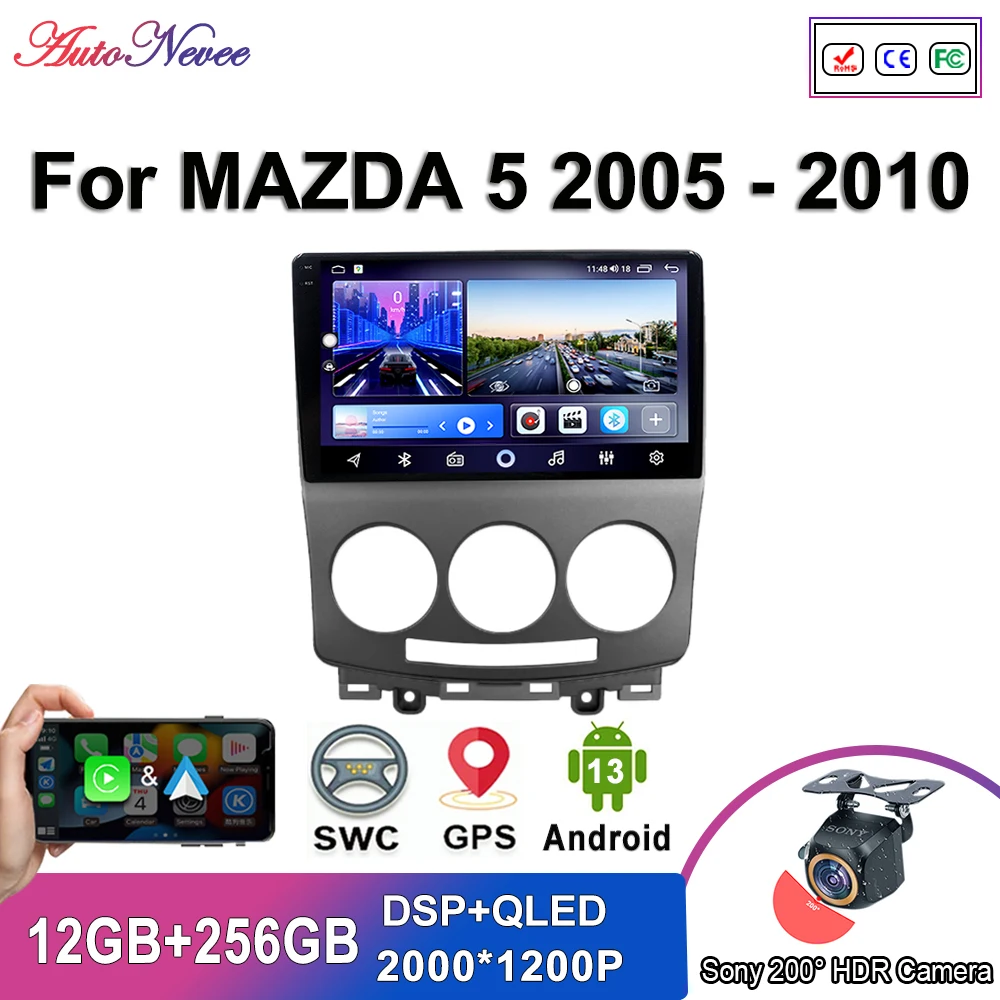 

Android 14 Мультимедиа для MAZDA 5 2005-2010 Автомобильный плеер Стерео GPS-навигация Авто Радио Экран No 2 Din Головное устройство 5G WIFI BT