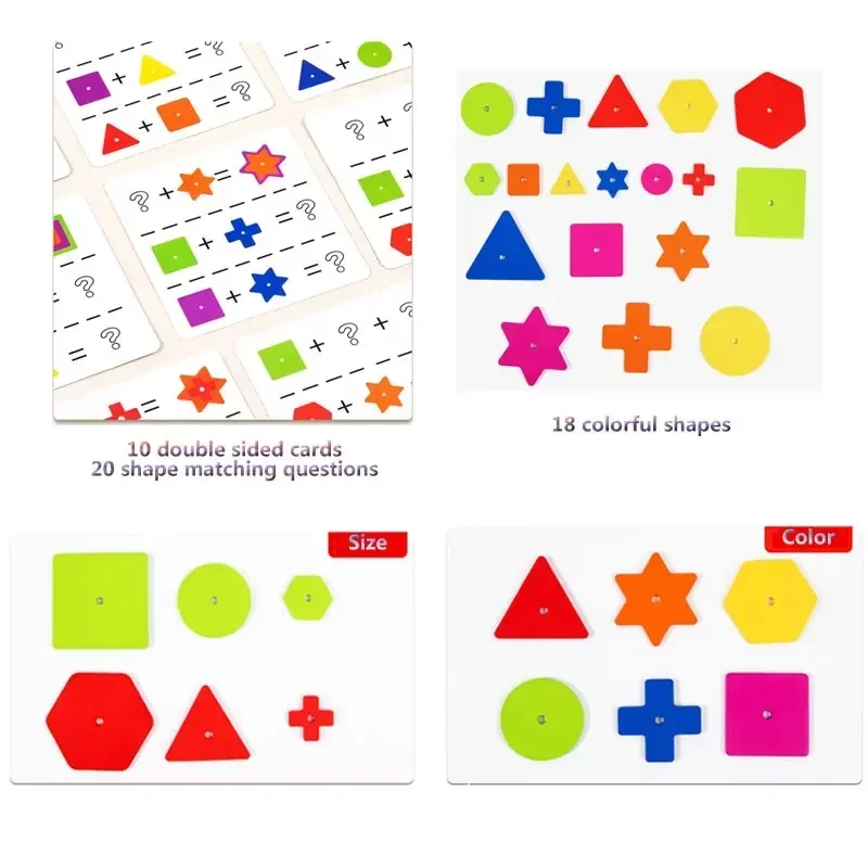 Jeu Sensoriel Montessori, Jouets en Bois, Forme Géométrique, Documents, Jouets Assortis, Formation à la Réflexion, Éducation Précoce, Empilage, Planche Occupée