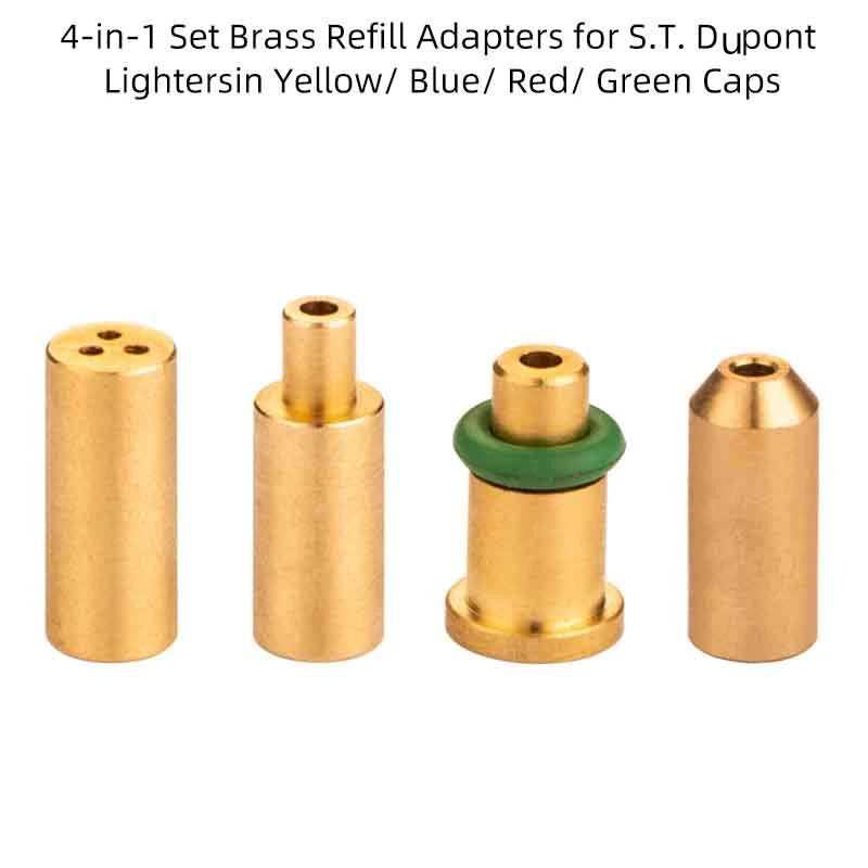 4-In-1 Copper Nozzle Refillable Gas Adapter For Dupont L1/L2/LD Lighter Yellow/Red/Green/Blue Caps DIY Repair Accessories Parts