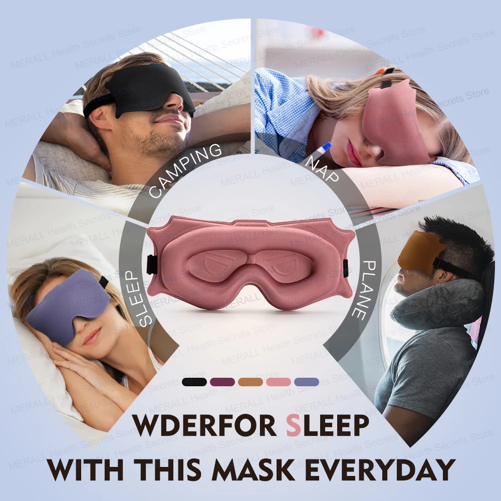 3D Sleep Mask Blindfold Sleeping Aid Soft Memory Foam Eye Mask Block Out Light Pressure Sensation Rest Relax Aid Adjustable Mask