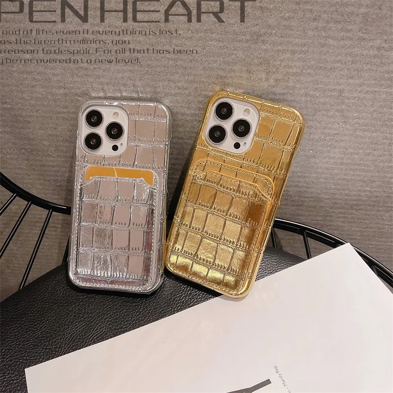 Business Card Holder Leather Pu Hard Phone Case For Iphone 15 14 13 12 11 Pro X Xs Max Xr 7 8 Plus Se 2 Luxury Plain Back Cover