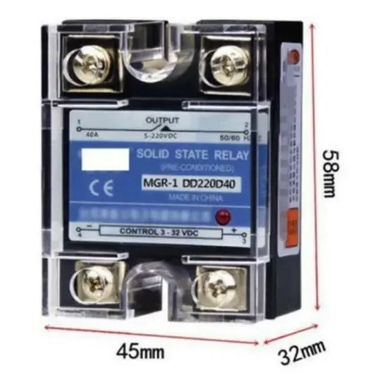 DD220D40 SSR 40A 3-32VDC Input to 5-220VDC Output Solid State Relay DC to DC H#