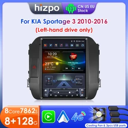 Hizpo For Tesla Style Android 13 Radio For KIA Sportage 3 2010-2016 4G Car Multimedia Video Player Carplay Stereo Speakers GPS