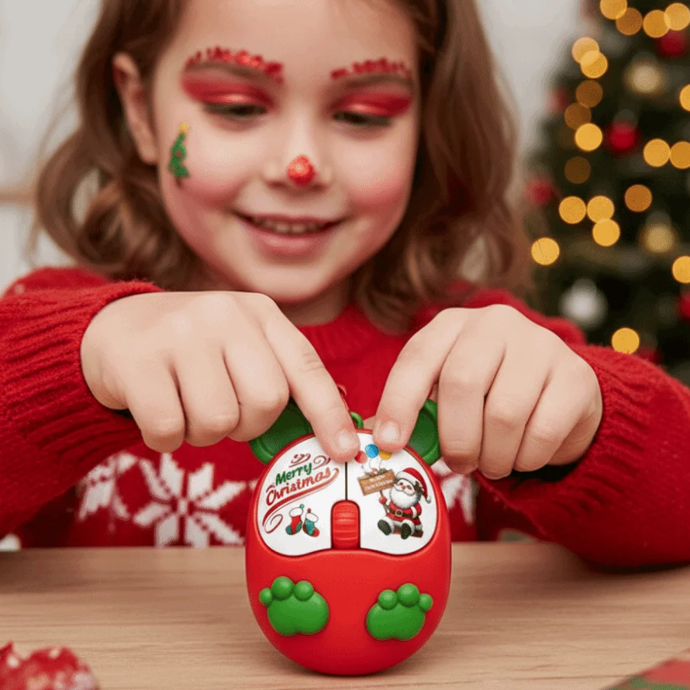 Light-emitting Glowing Christmas Key Chain Auditory-feedback Pocket-sized LED Mouse Clicker Lightweight Clickable