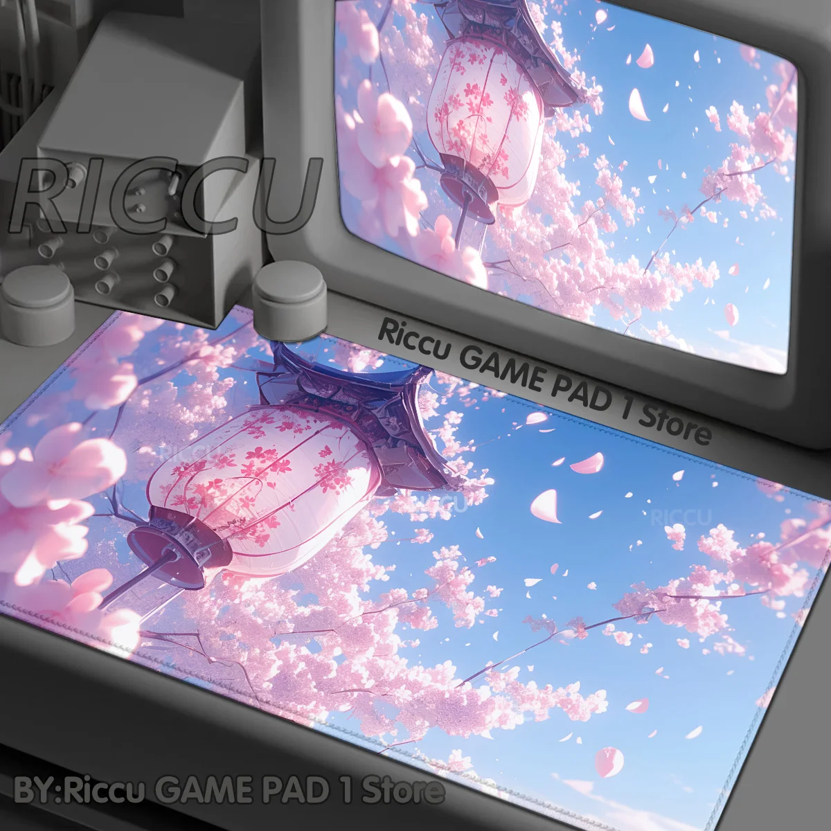 

Cherry Blossoms Mouse Pad Large Desk Accessories Desk Pad Rubber Base with Stitched Edge sakura Mouse pad Non-Slip for Office