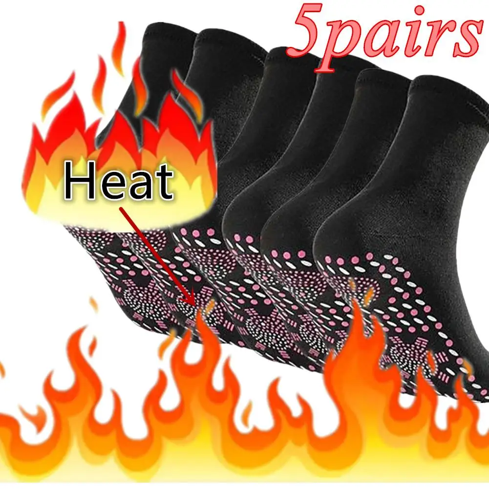 5pairs Tourmaline Self-Heating Socks Winter Warm Thermal Health Care Socks Slimming Health Short Sock Magnetic Therapy Sock