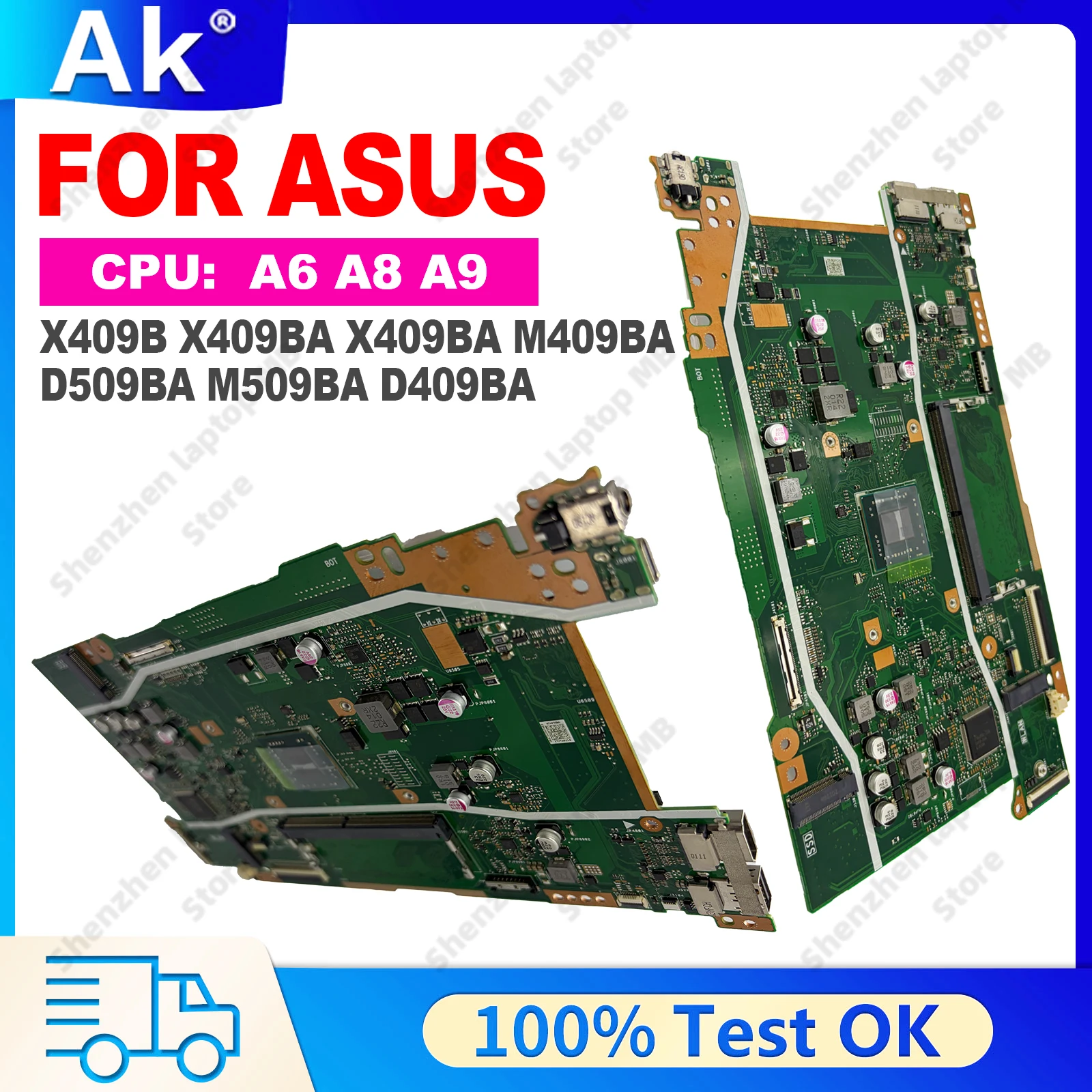 Für ASUS VivoBook X409B X409BA Laptop-Motherboard mit A6 A8 A9 CPU X409BA M409BA D509BA M509BA D409BA Hauptplatine 100% getestet OK