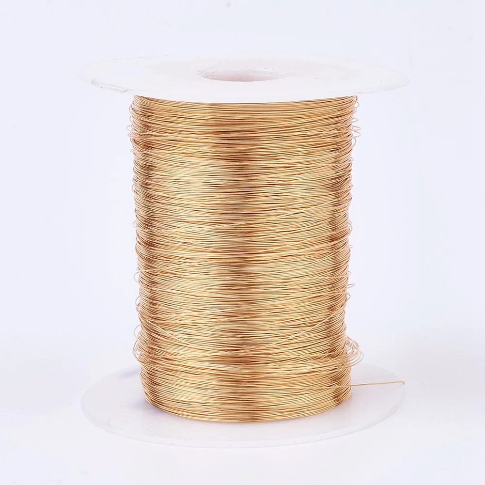 1 Roll 0.3mm Round Copper Wire 28 Gauge Copper Beading Wire Long-Lasting Plated Metal Jewelry Findings for DIY Craft Making