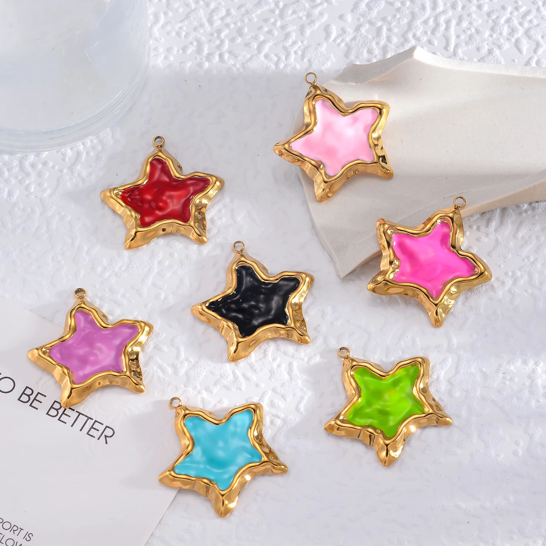 

10 шт., оптовая продажа, красочные подвески со звездами из нержавеющей стали, подвески для DIY, модные ювелирные изделия, ожерелье, серьги, изготовление фурнитуры