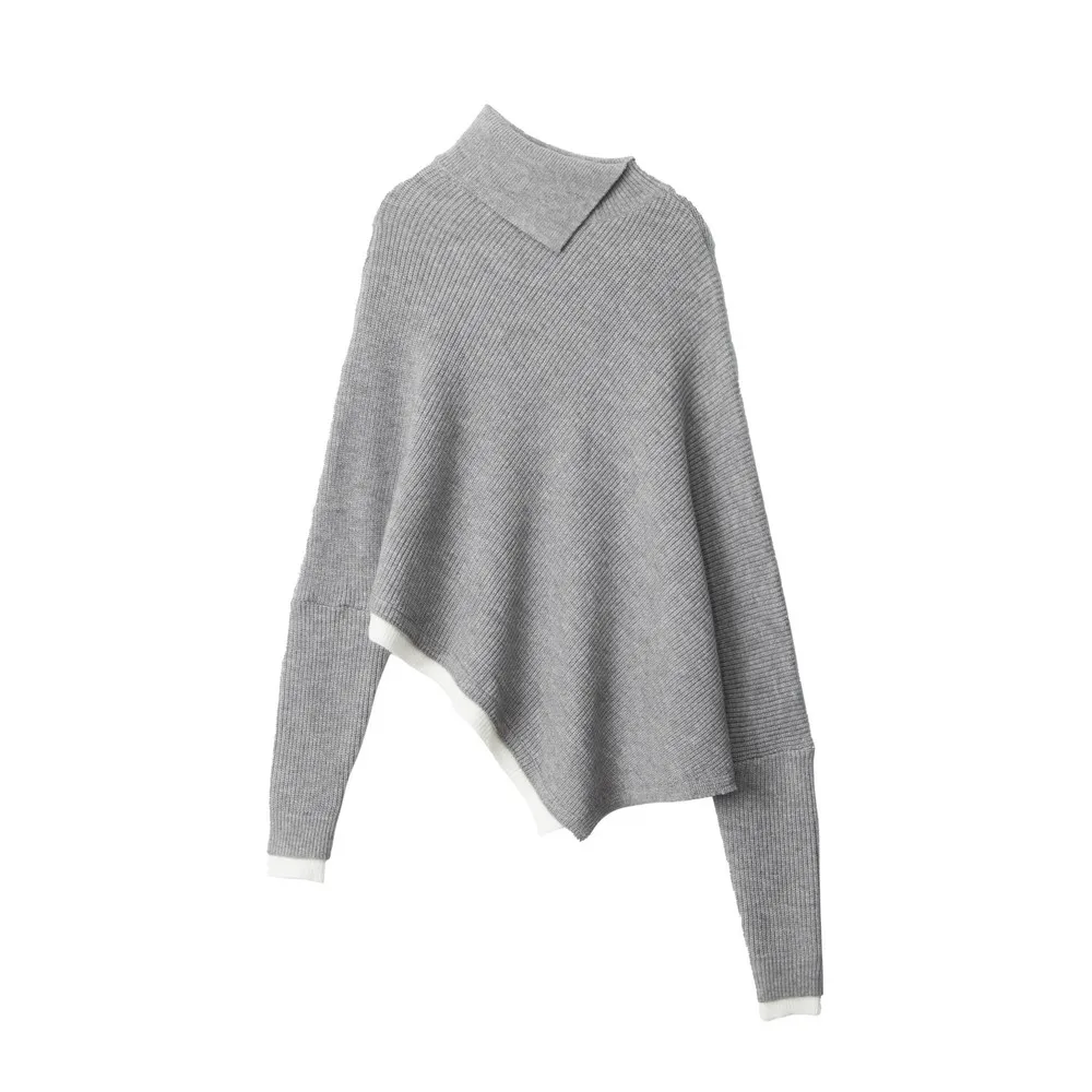 Patchwork asimmetrico Designer Abiti invernali Donna Maglioni oversize Top a maniche lunghe Office Ladies Goth Y2k Streetwear