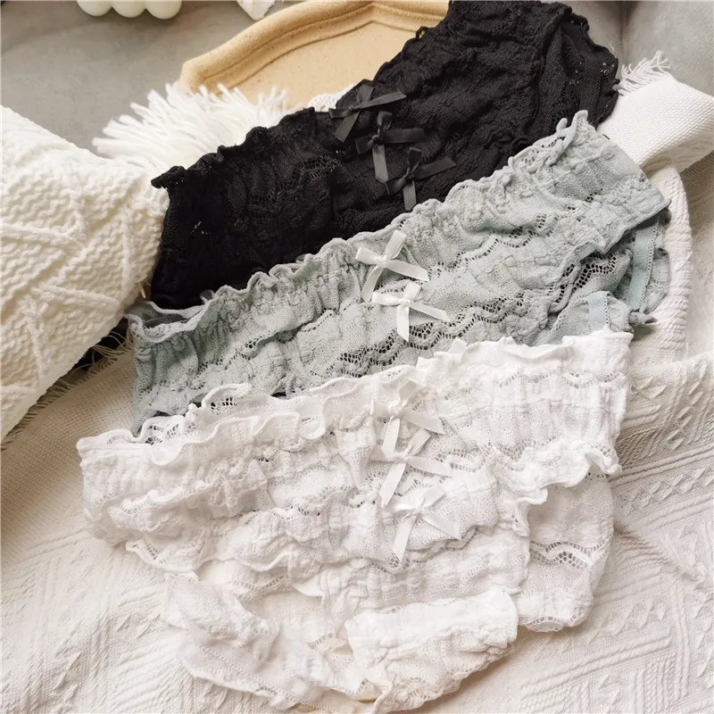 

Women's Cotton Underwear Panty Sexy Lace Panties Girls Fashion Bow Briefs Low Waist Seamless Underpants Female Lingerie