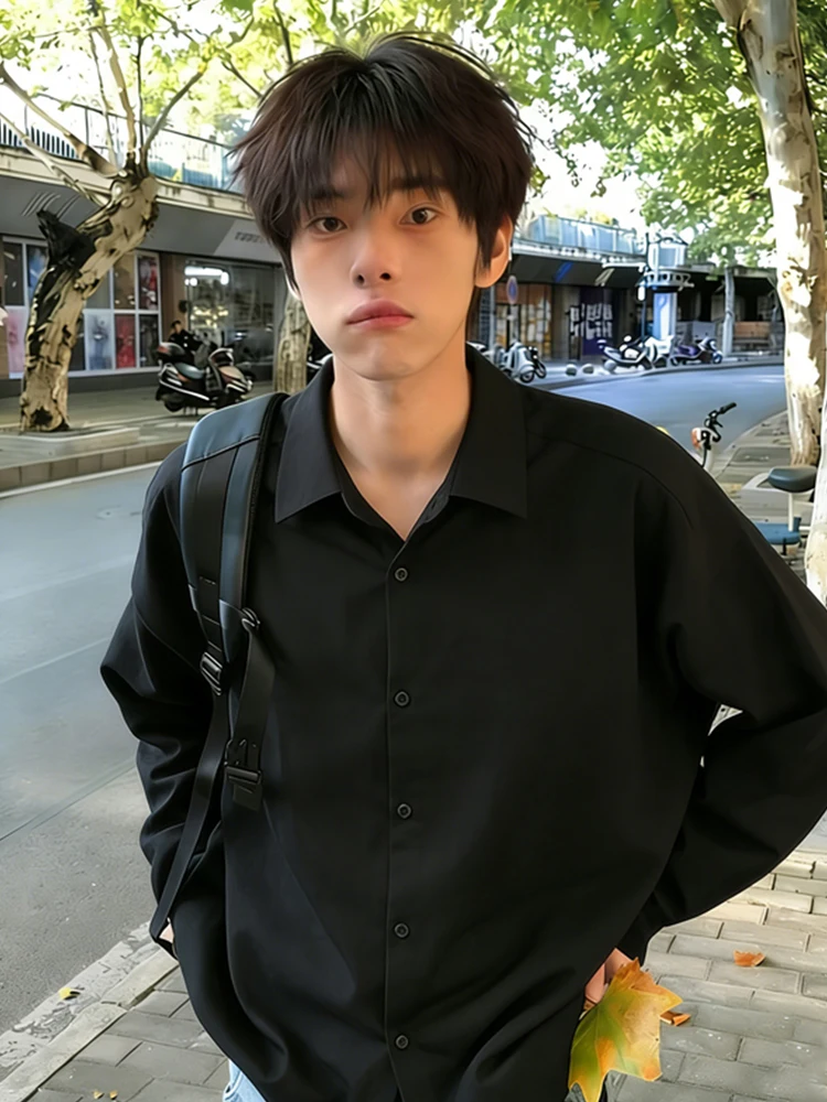 

Bla Long Sve Fce Lined Мужская irt Осень Зима Внутренняя одежда Neapolitan Jaet Stand Fit на пуговицах против морщин You...