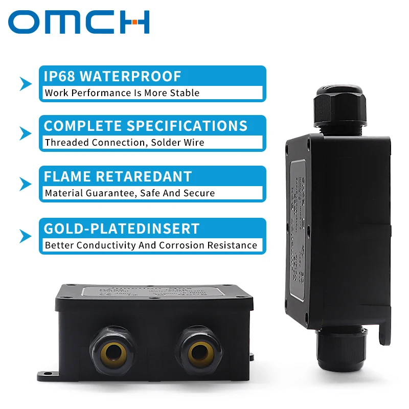 OMCH BOX-D3 IP68 Junction Box 1-6Way Connector 450V 41A 3-Gaskets 5-9mm 9-12mm 10-14mm Entry Cable Enclosure with Terminal Block 5