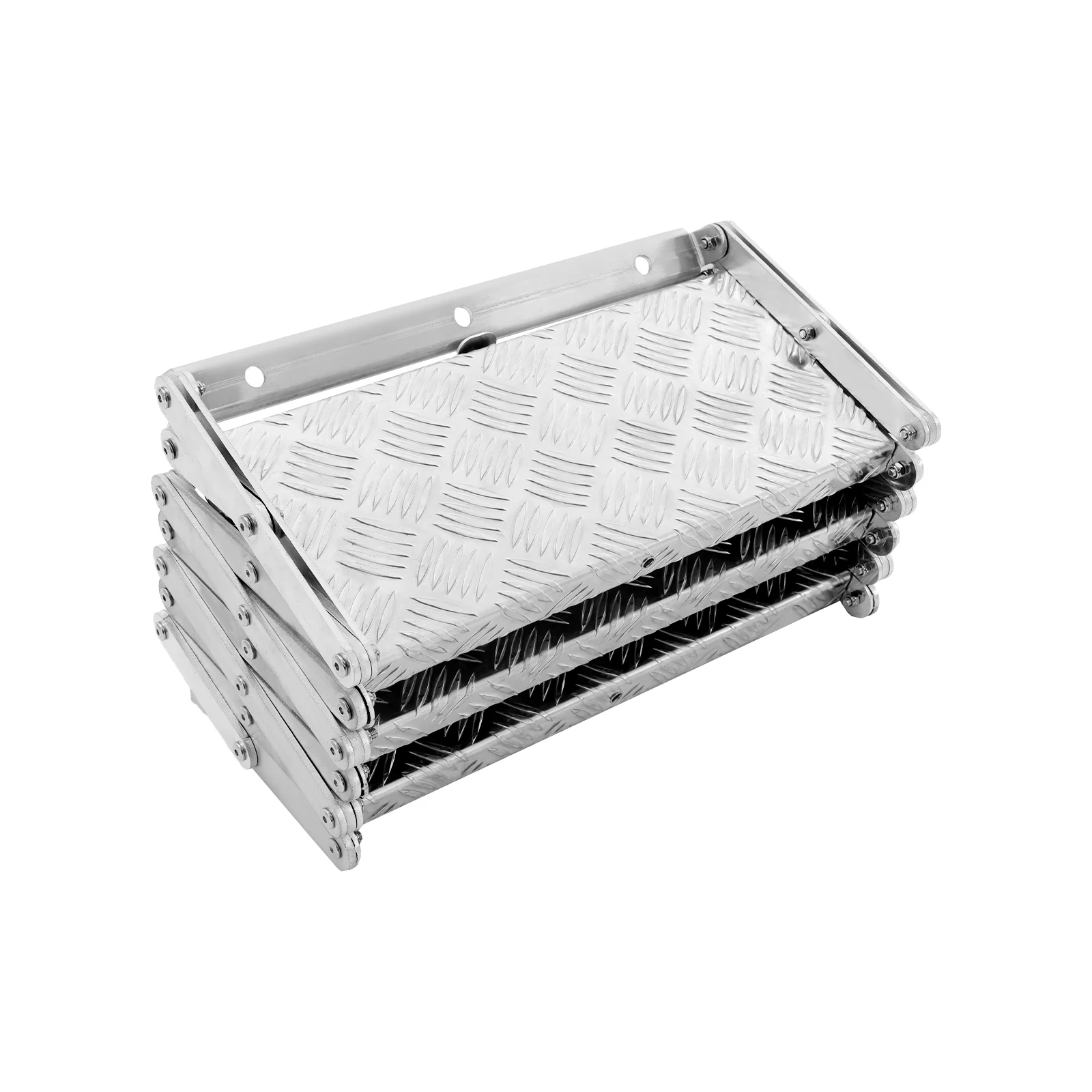 سبائك الألومنيوم الفضية 43*74*74 سنتيمتر ثلاث خطوات سلم قابل للطي عدم الانزلاق الحاملة 242 رطل سلم قابل للسحب ل RV