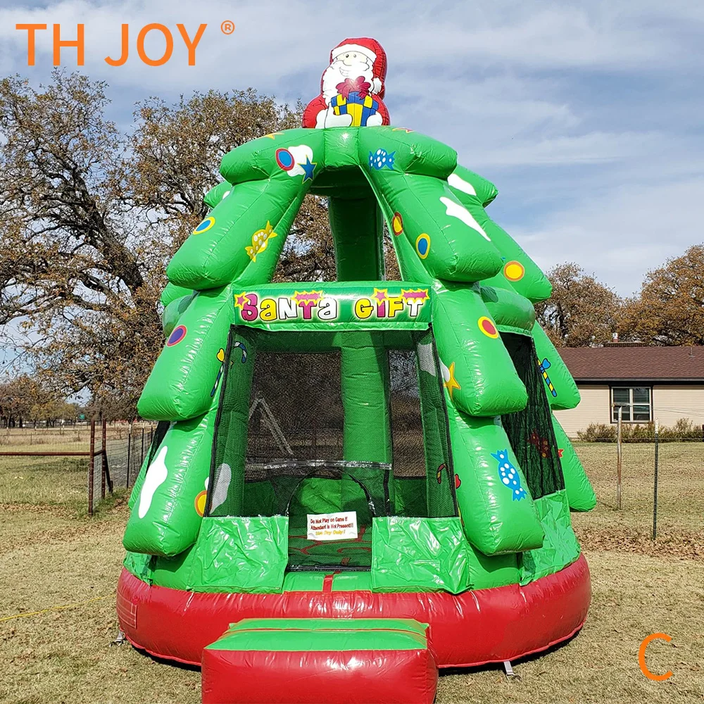 fast air ship to door, Commercial Inflatable Christmas Tree Bounce House, 2025 new Xmas Bouncy Jumping Bouncing Castle for Kids