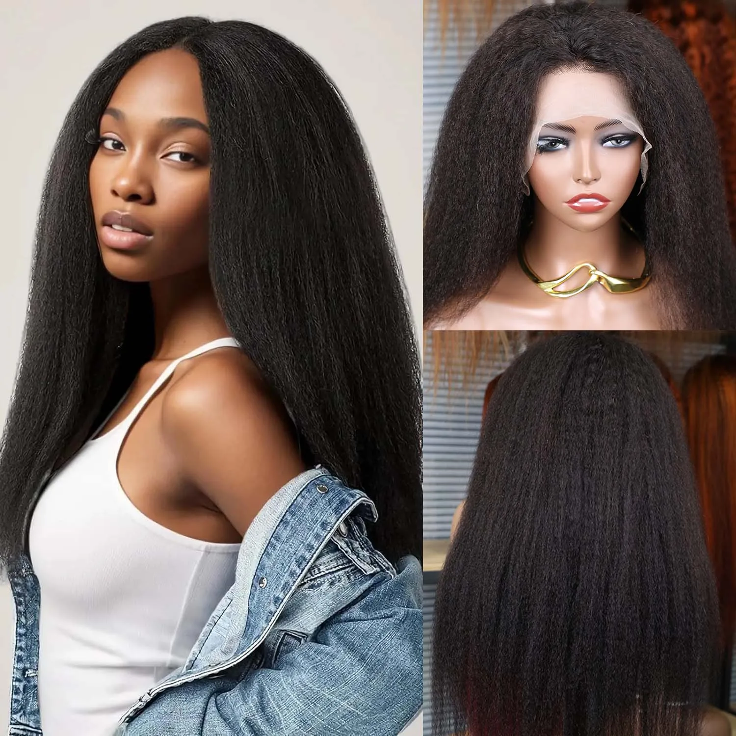 Kinky Straight 13x6 Lace Frontal Human Hair Wig Brazilian 13x4 Transparent Lace Front Wigs For Women Pre Plucked Remy Yaki Hair