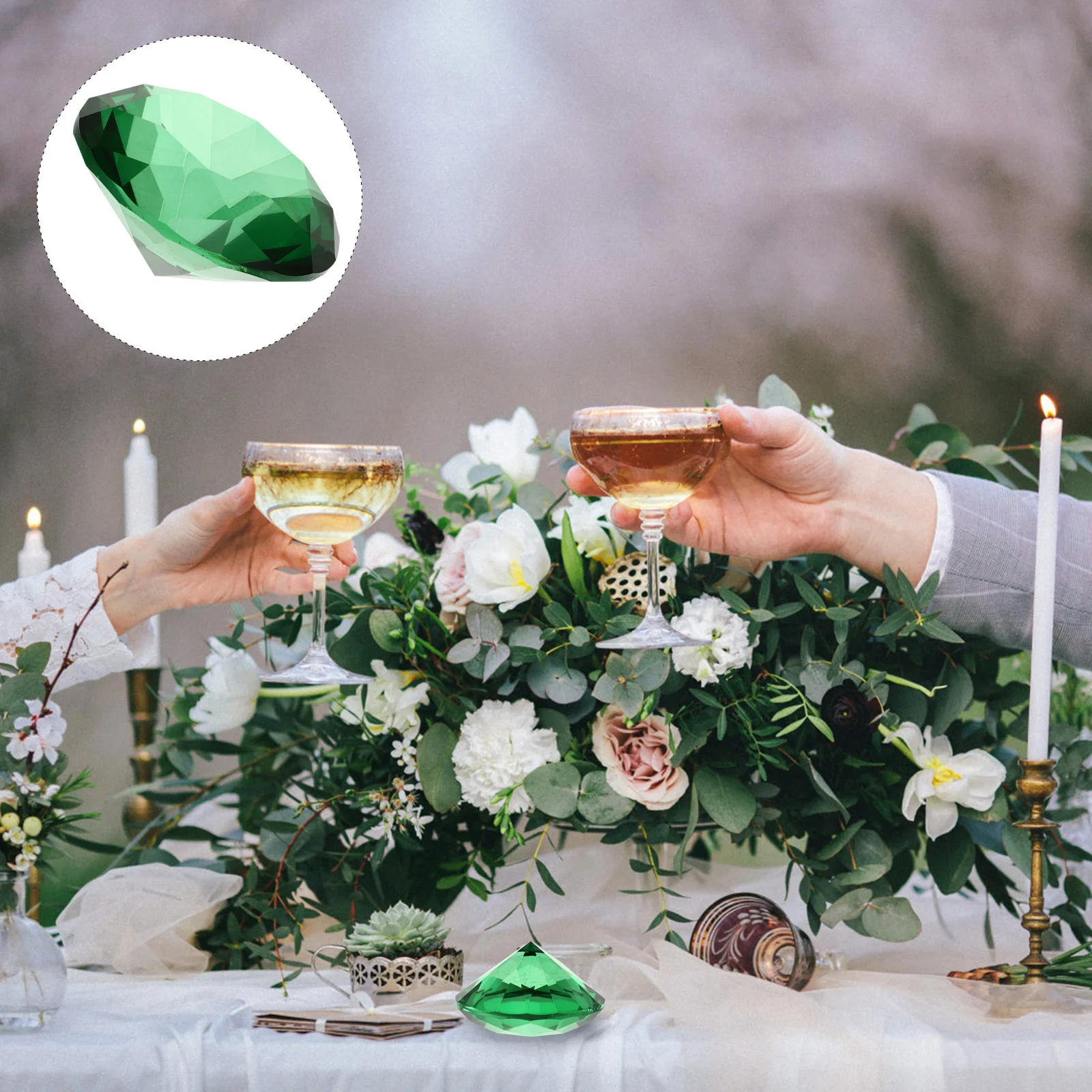 

2Pcs Artificial Glass Decorative Wedding Diamonds Decor Home Bridal Shower Romantic Party Accent