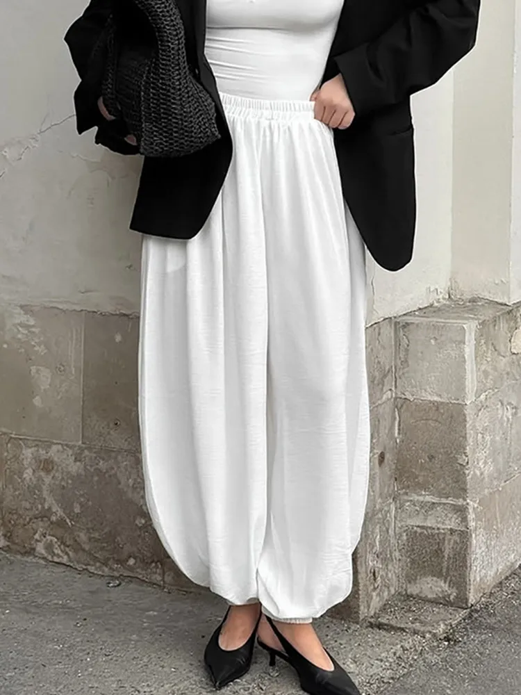 

BKLD Classic Temperament Casual Trousers White Solid Color Sexy Loose Streetwear Lazy New Autumn Long Pants Clothes For Women