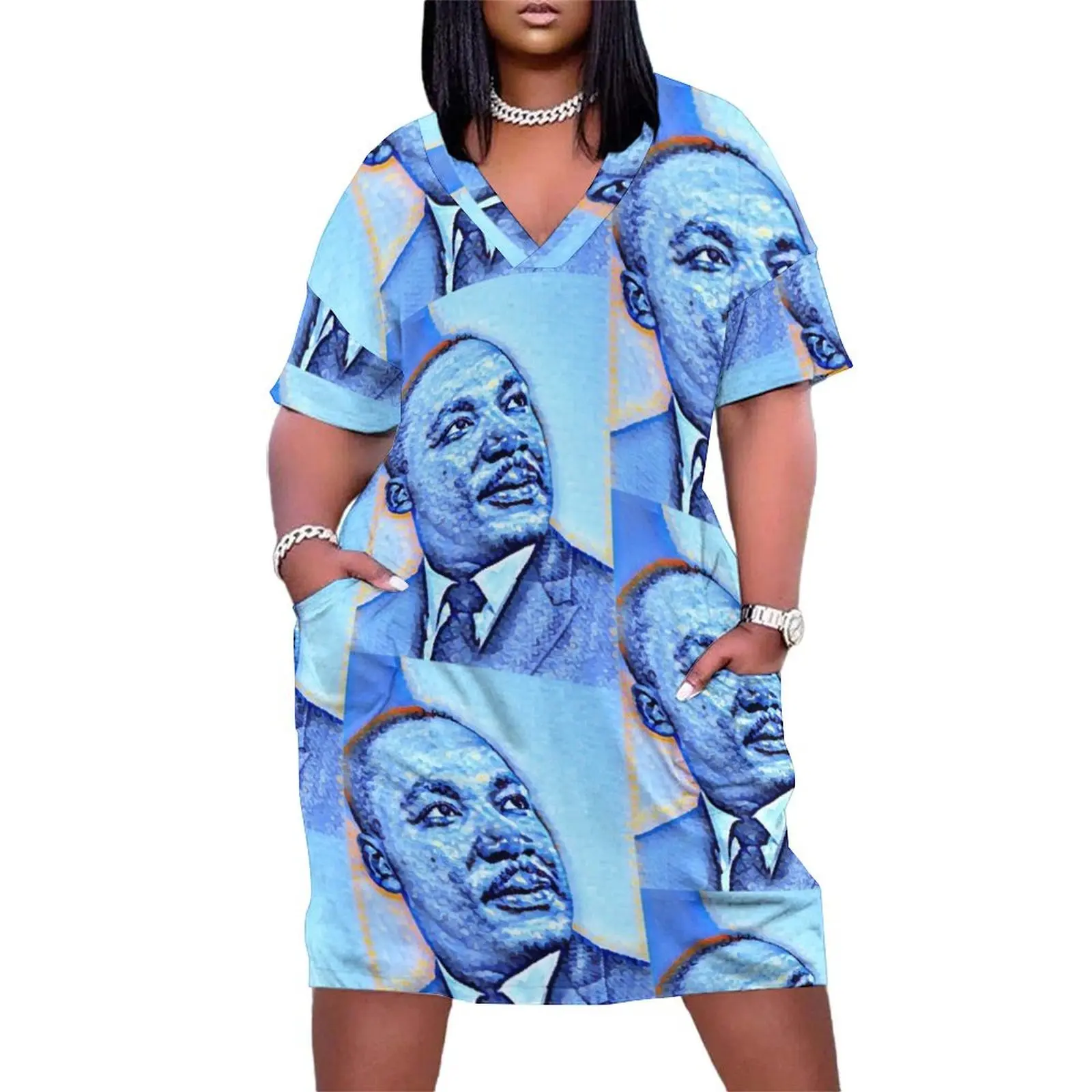 

Martin Luther King Jr Artwork Martin Luther King Jr Portrait Martin Luther King Jr Wall Art Loose Pocket Dress luxury dresses