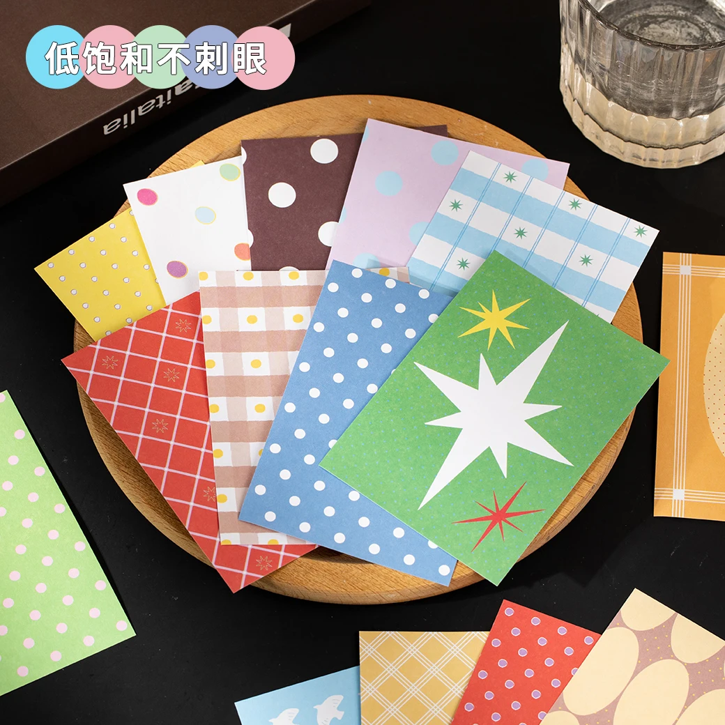 50pcs Writable Decorative Paper - Pastel Polka Dot & Grid Pattern for Journal Scrapbook