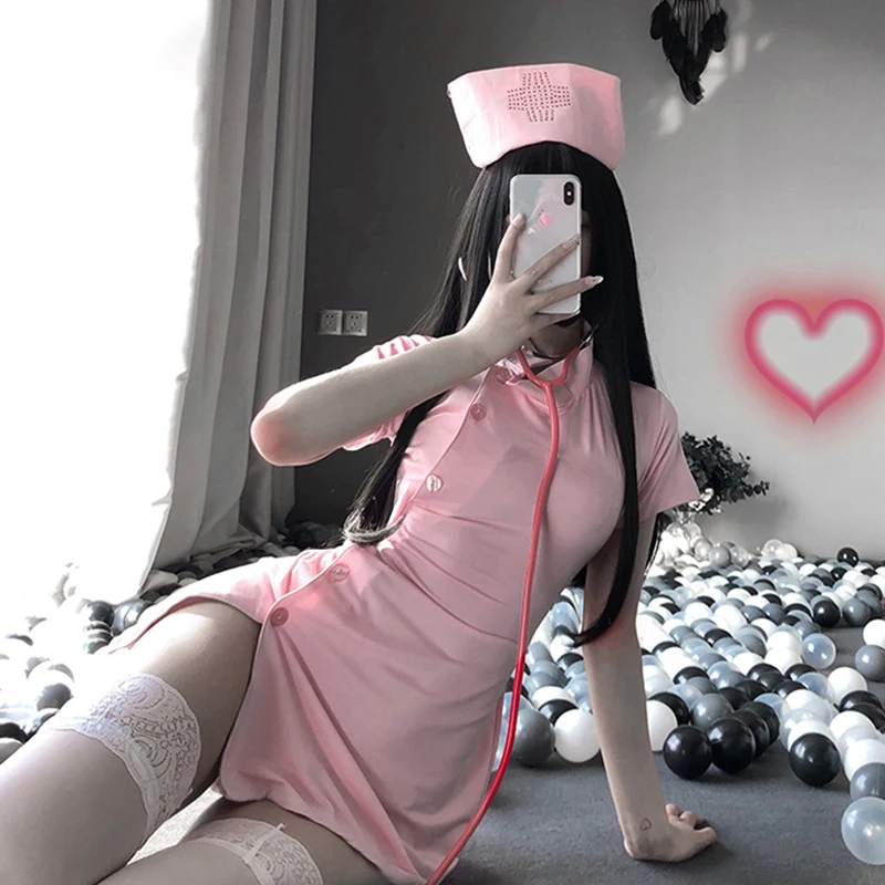 Porno Women Sexy Lingerie Nurse Cosplay Erotic Costume Maid Outfit School Girl Pink White Kawaii Doctor Anime Roleplay