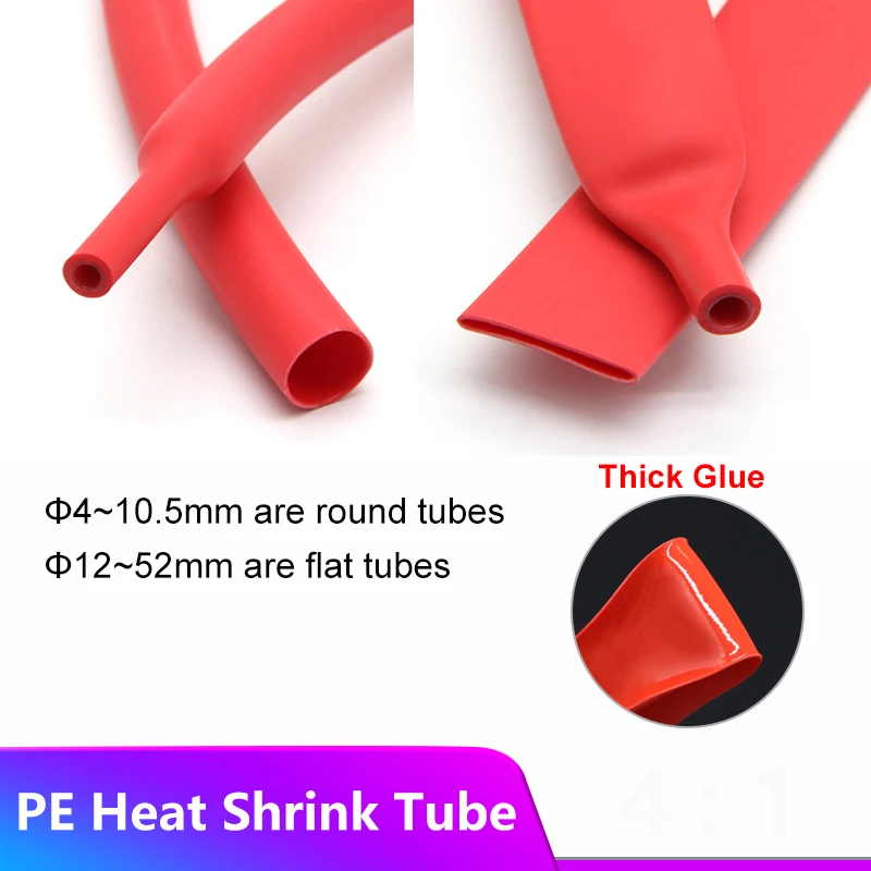 

1~25M 4:1 Red Heat Shrink Tube With Glue 4~52mm Heat Shrink Packaging Kit Electronic Connection Wire and Cable Insulation Sleeve