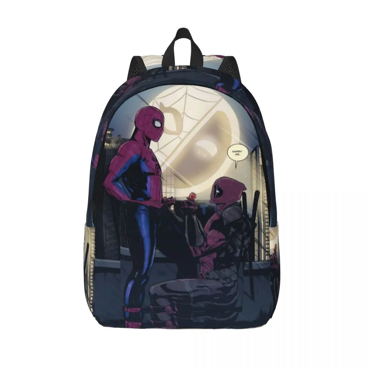 Custom Deadpool Marry Me Canvas Backpack for Women Men College School Student Bookbag Fits 15 Inch Laptop Bags