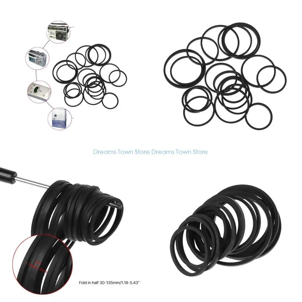 

HX6A 50pcs Universal 30-135mm Rubber Drive Belt Versatile Mixed Rubber Drive Belts for Recorders and Players 50Pieces