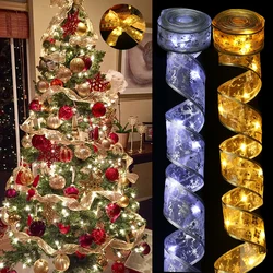 Ribbon Fairy Light String Merry Christmas Decorationa For Home 2024 Wedding Birthday Party Decor Gifts Xmas Navidad New Year 202