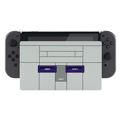 Imagen 2 del producto EXtremeRate-carcasa de repuesto para Nintendo Switch Dock, placa frontal de agarre personalizada, estilo clásico SNES