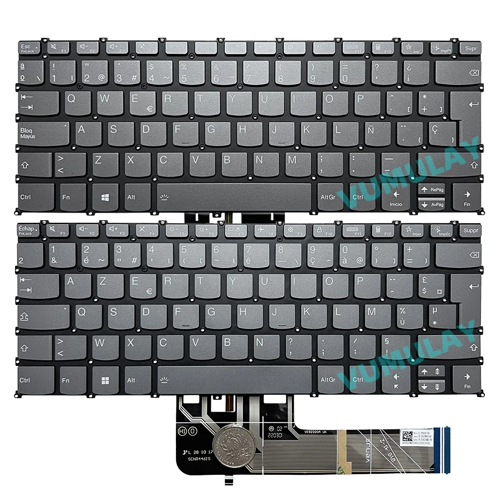Teclado retroiluminado espanhol/latino/azerty para lenovo ideapad slim 5-14AHP9 83DB,5-14IMH9 83DA,5-14IRU9 83FV,YOGA Slim 7 Pro 14IAP7 14ARH7 14ACH5 14IHU5 14itl5