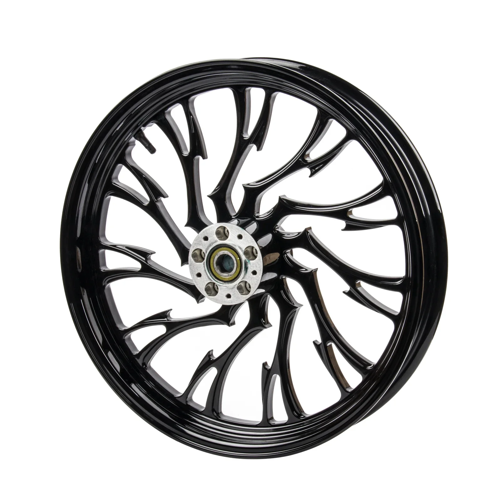 Motor Front Rear Hollow-out Bole Wheels Custom Forged Gloss Black Rims for Harley Softail Brekout Fat Boy Street Bob 2018-2024 view 3