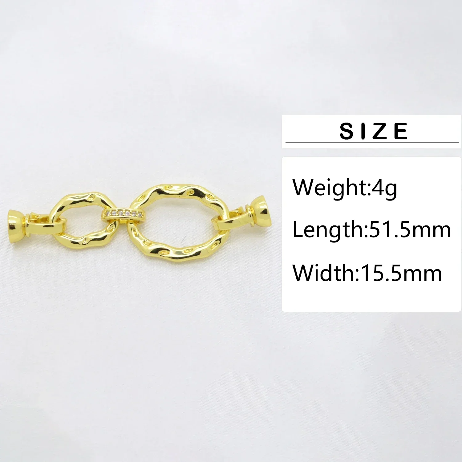 1 Piece Connector for Diy Jewelry Double Oval Necklace Finishing Buckle Gold Plated Inlaid Zircon Double Ring ClaspsAccessories