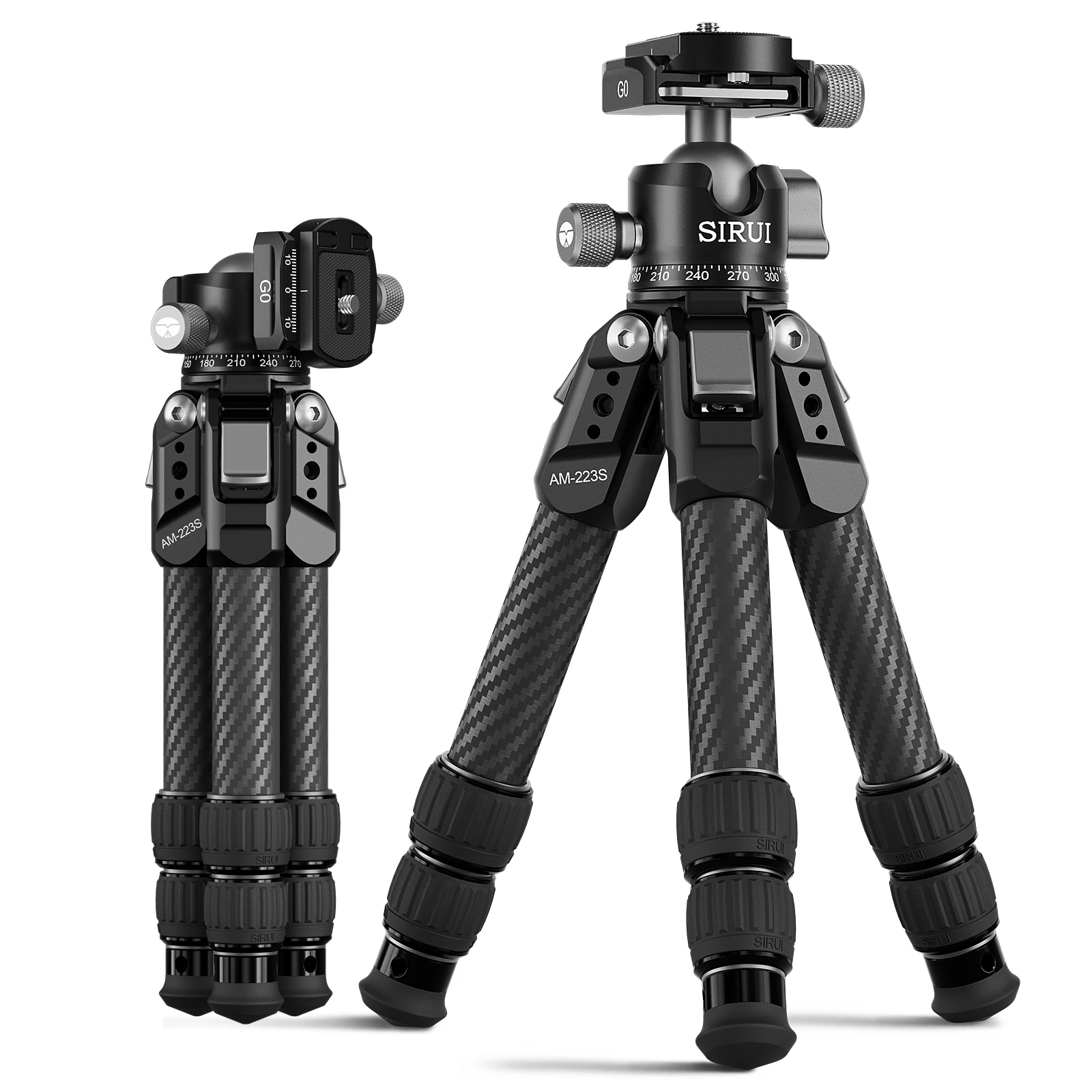 

S​IRUI 42cm Camera Tripod Carbon Fiber Desktop Tripod With 360° Ball Head Travel Tripods For DSLR Mirrorless Phone AM-223S+G0