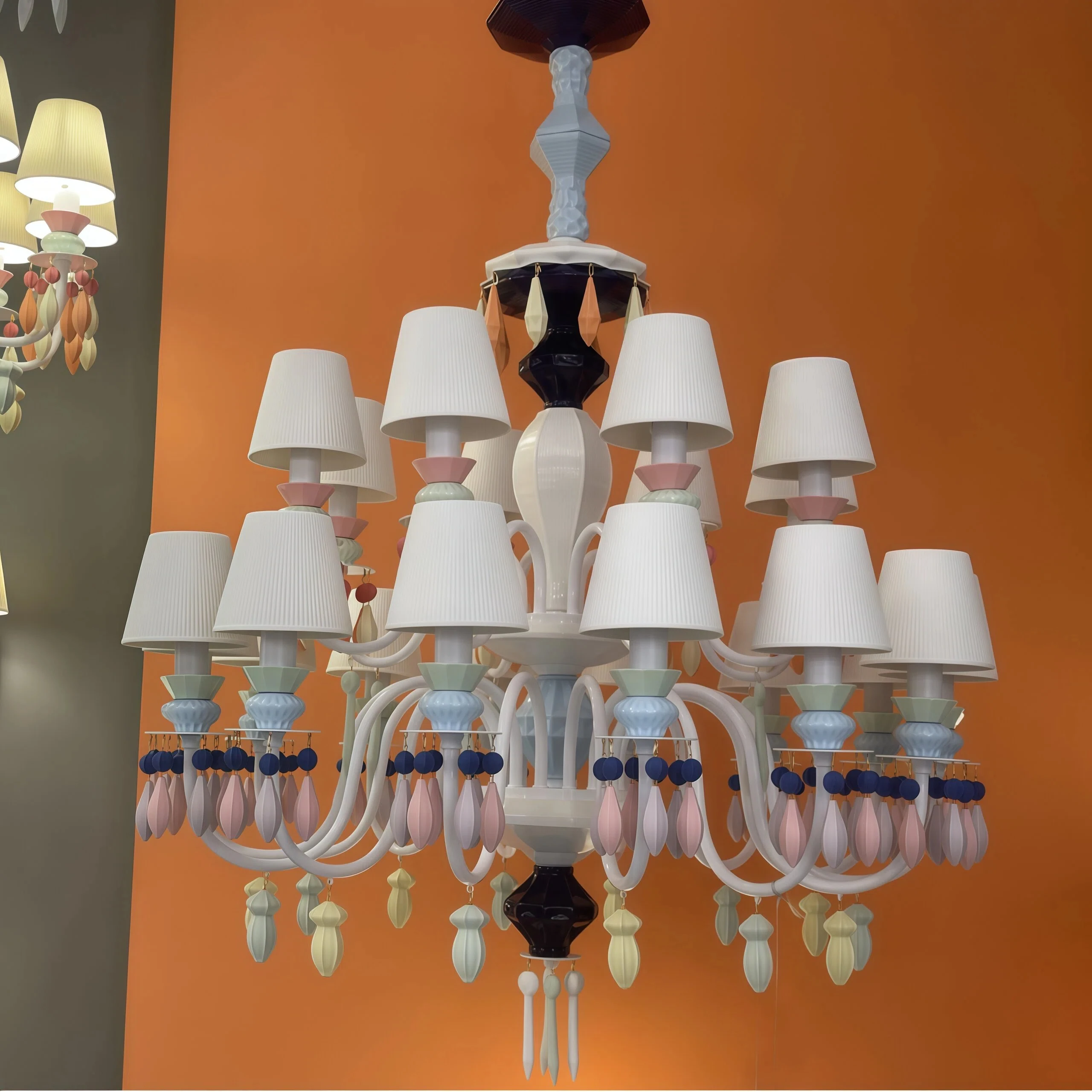 Customizable Ceramic & Iron Chandelier - Modern Living Room Furniture Light with Bespoke Size & Color