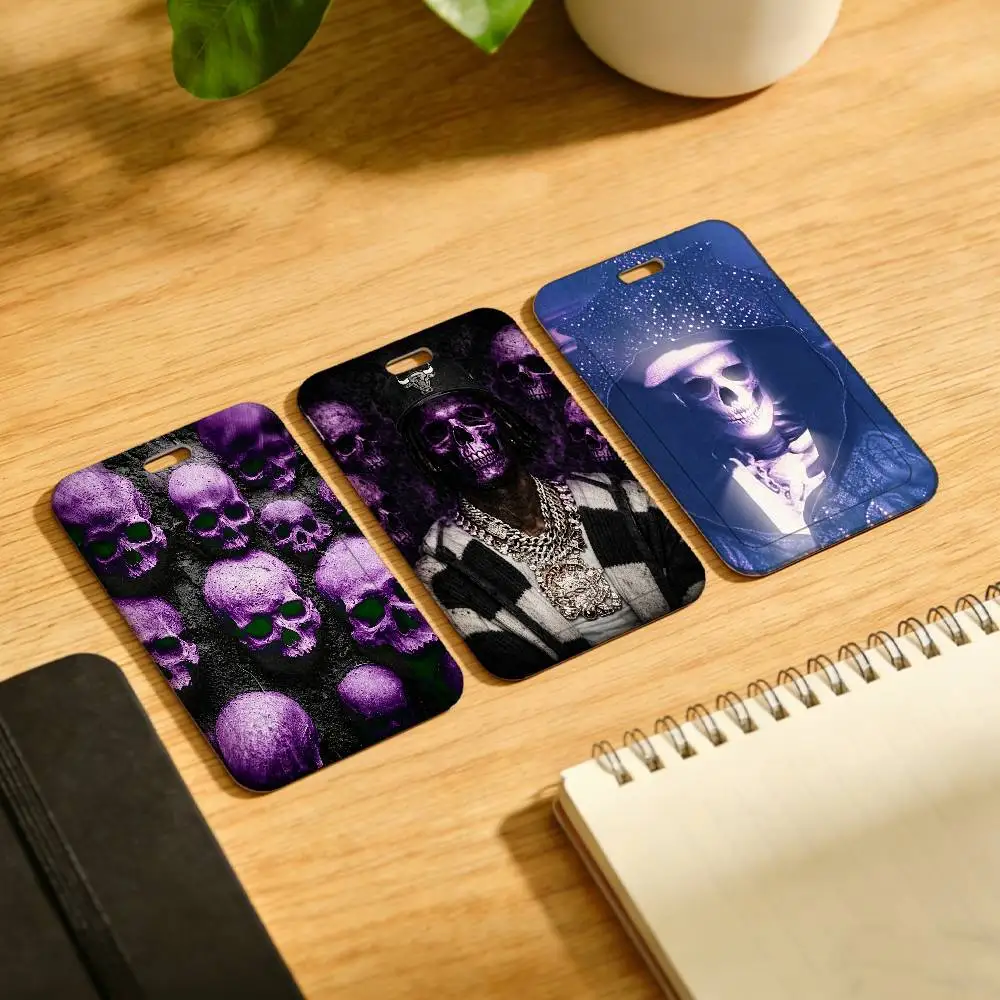 Rapper C-Chief Keef Skeletor Lanyard Pull Back Clip Holder and Card Holder Rotating Back ID Card Family Gift