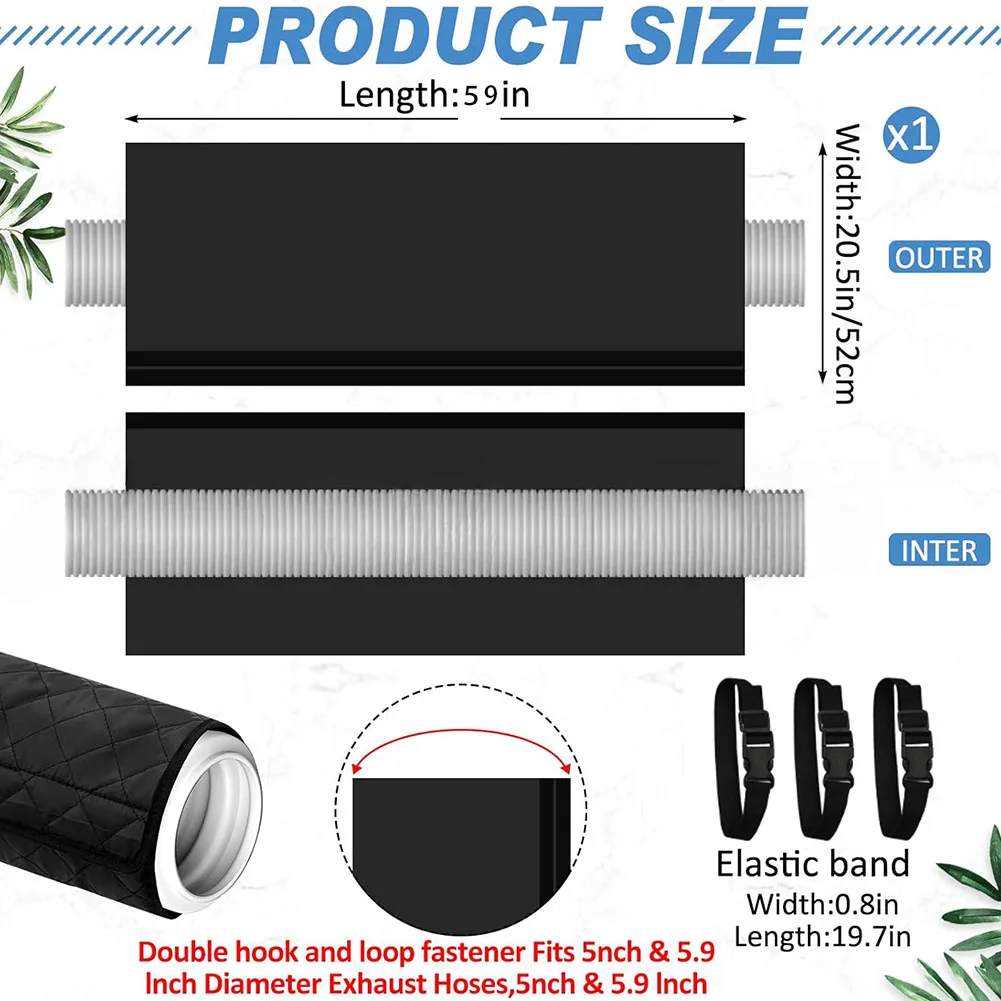 

80 Inch Air Conditioner Hose Cover Insulated for 5 and 5 9 Inch Diameter Hoses Easy Install with Adjustable Elastic Band