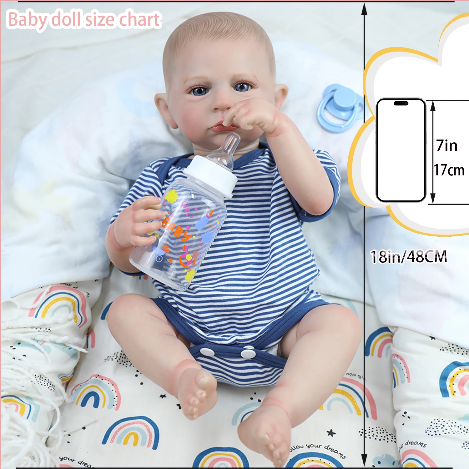 

18-дюймовый Cameron Bebe Reborn Boy, полностью виниловый мягкий корпус, ручная роспись, 3D кожа с видимыми венами, коллекционная художественная кукла, Рождественский подарок