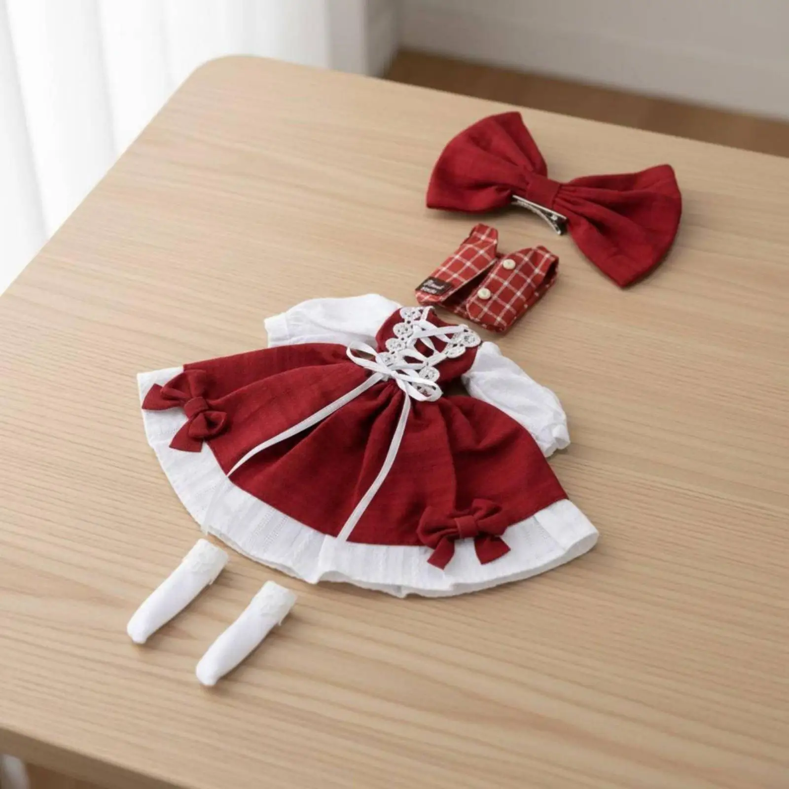 Layered Textile Doll Dress Classic Mini Outfit for OB24 OB22 Dolls House and Photography Props