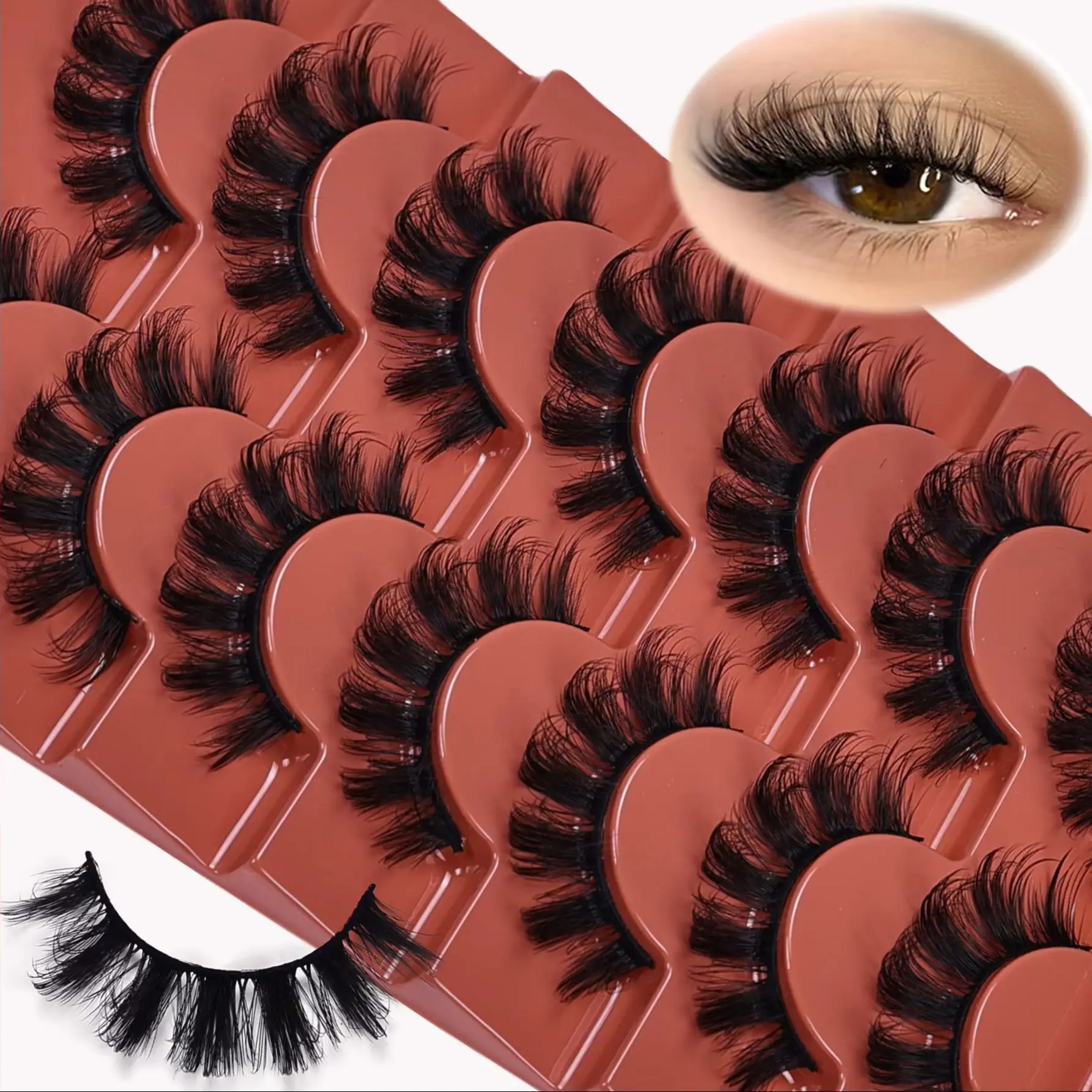 7 Paar 3D-flauschige falsche Wimpern, unordentliche, dramatische künstliche Wimpern, dicke Wimpern für sofortiges Volumen und Länge
