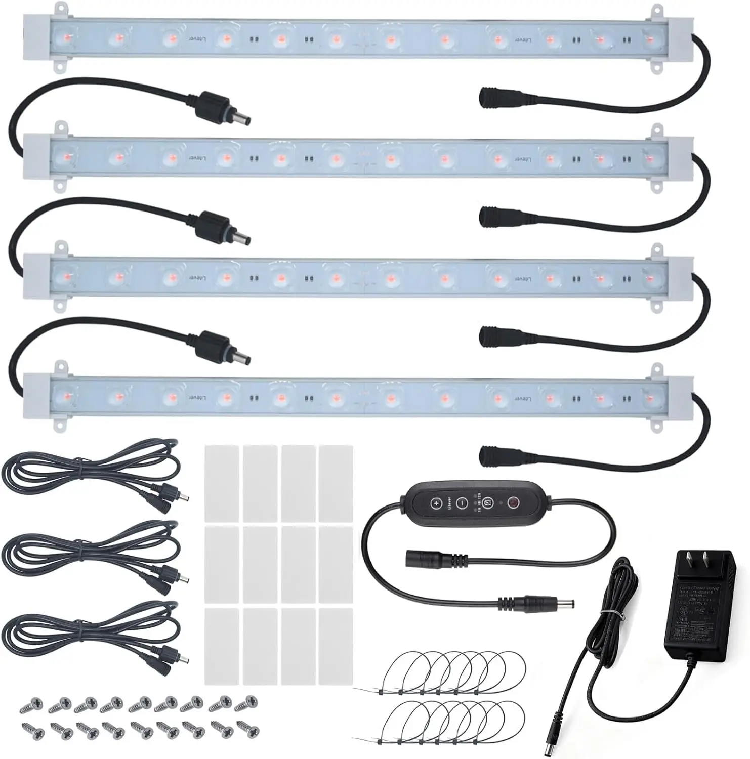 

36W LED Grow Light Strip Kit with Timer, 4 Strips & Cables for Indoor Plants, Greenhouse Use