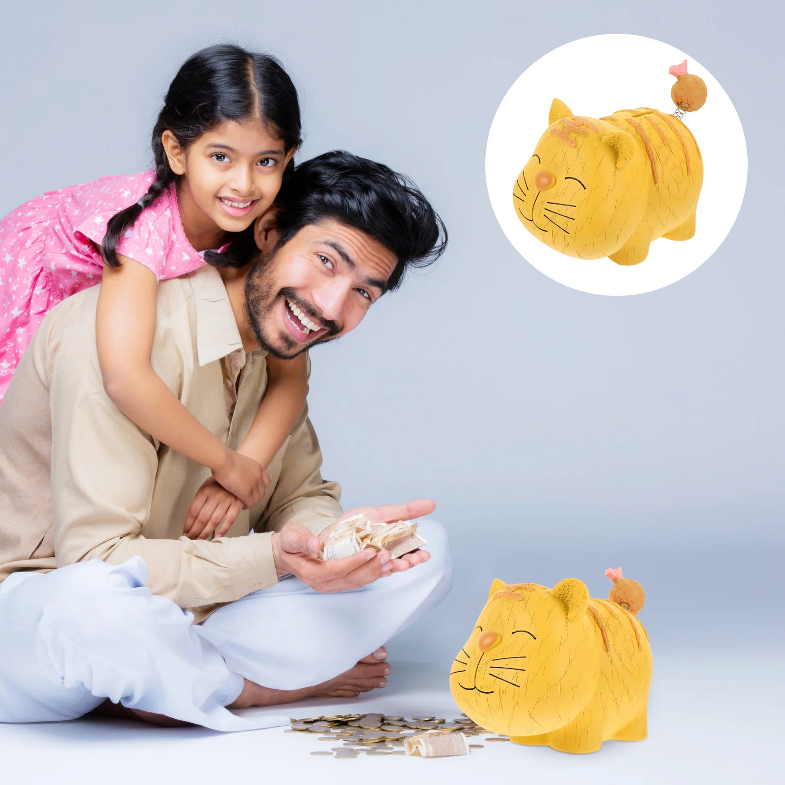 Animal Piggy Bank Adorable Tiger Design Money Bank for Kids Safe Resin Material Portable Coin Storage Home Office Use