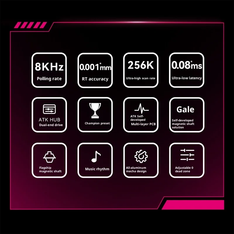 لوحة مفاتيح أصلية Atk Rs6 ذات محور مغناطيسي احترافية للرياضات الإلكترونية لوحة مفاتيح كمبيوتر ميكانيكية من الألومنيوم لوضع واحد عالي الجودة